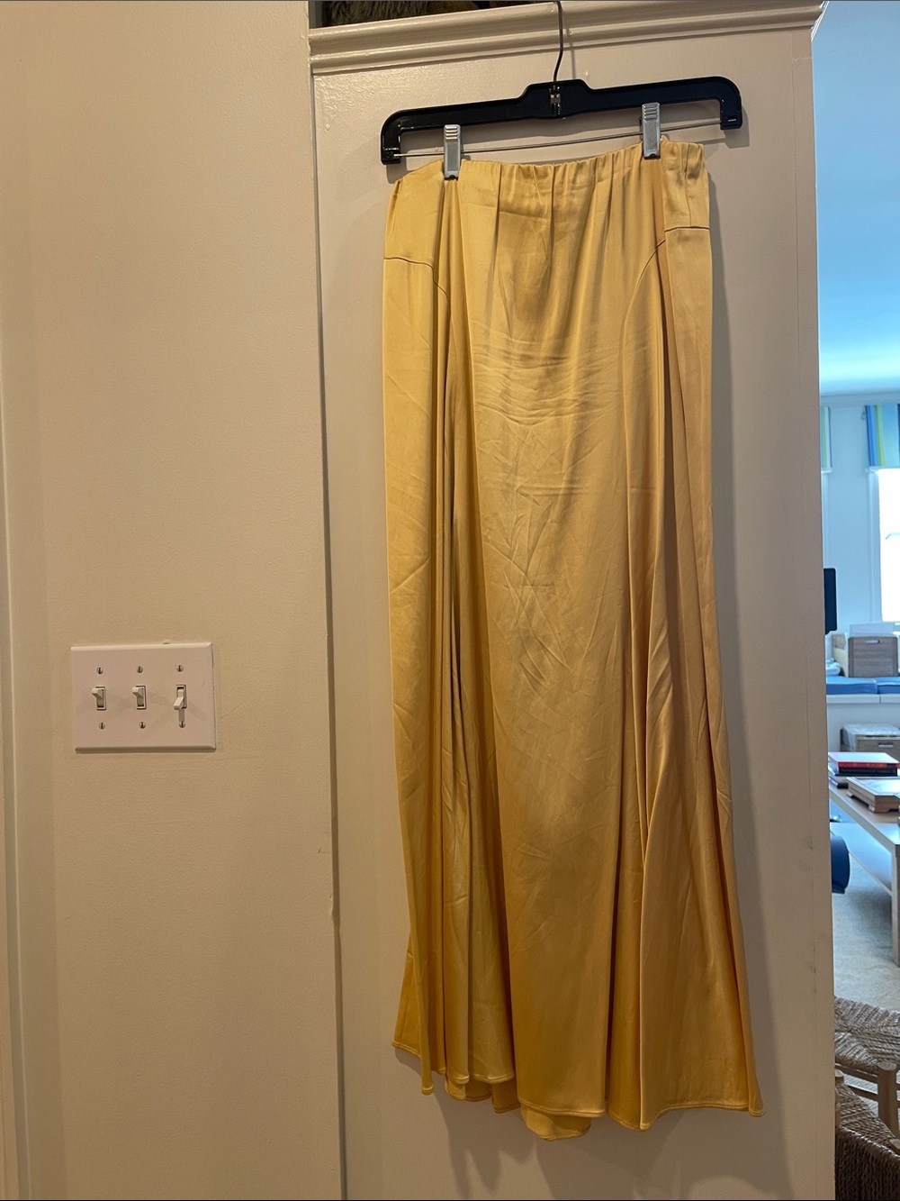 Banana Republic Yellow Satin Maxi Skirt
